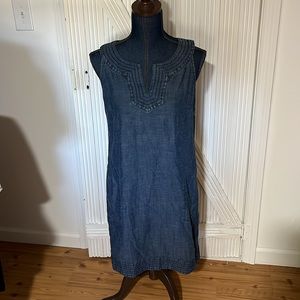 J Jill blue denim chambray shift dress size small petite